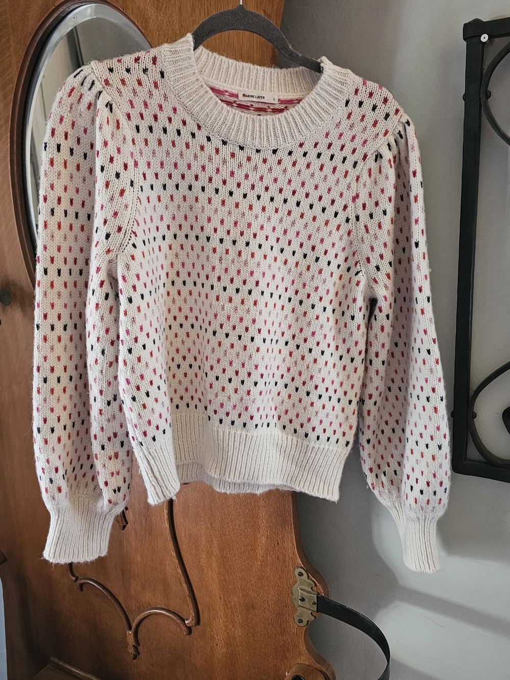 Marine Layer Holiday 2024 Fair Isle Sweater Merino Alpaca Wool L